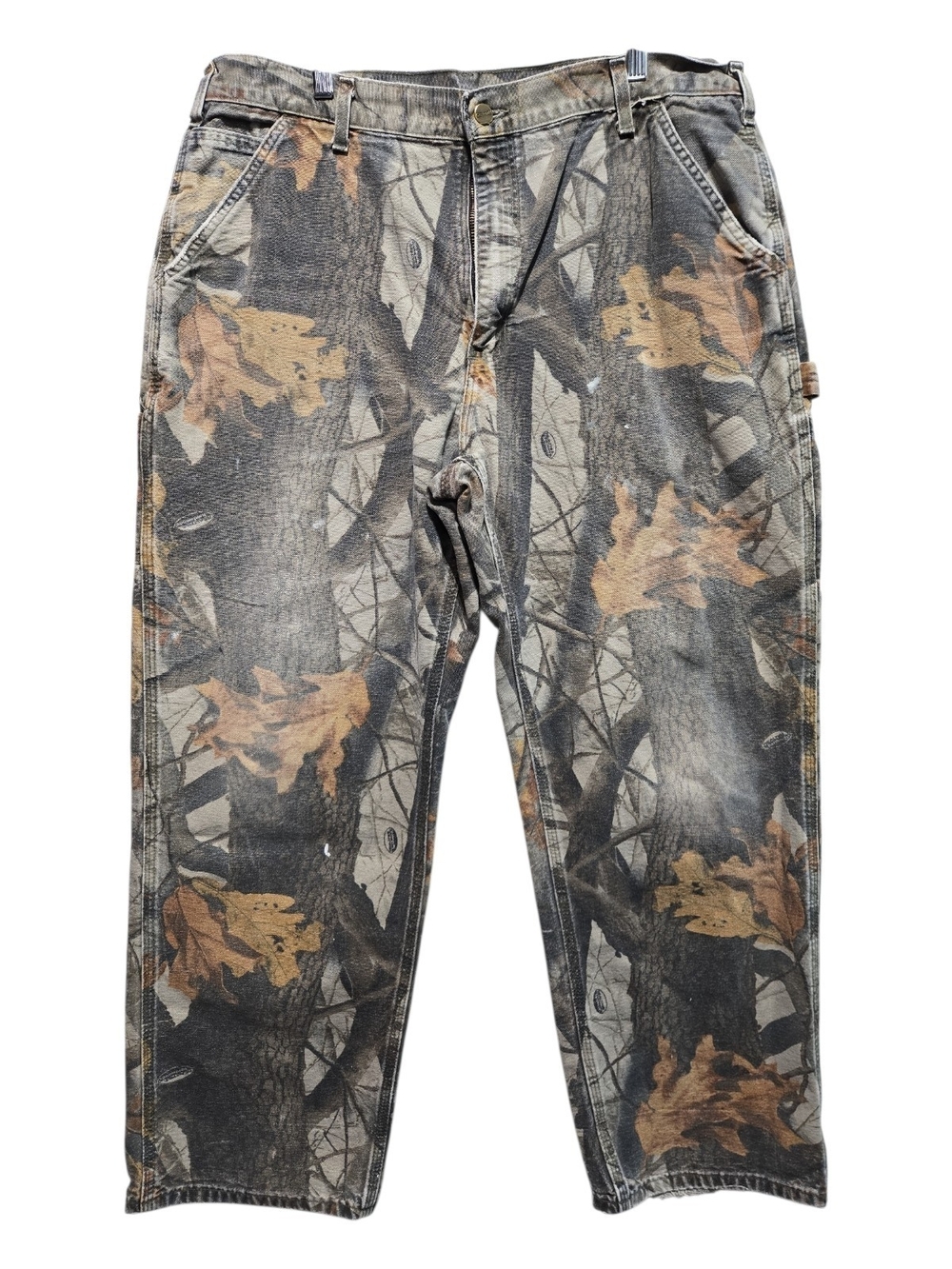 Vintage Carhartt B158 CMO Realtree Camo Carpenter Pants Dungaree Mens Sz 38x30